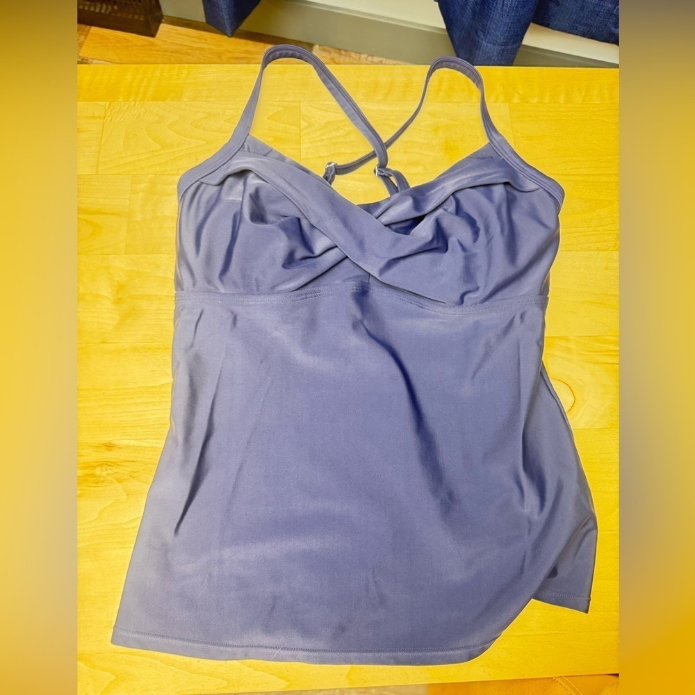 Athleta twist up tankini top navy 34D-DD EUC